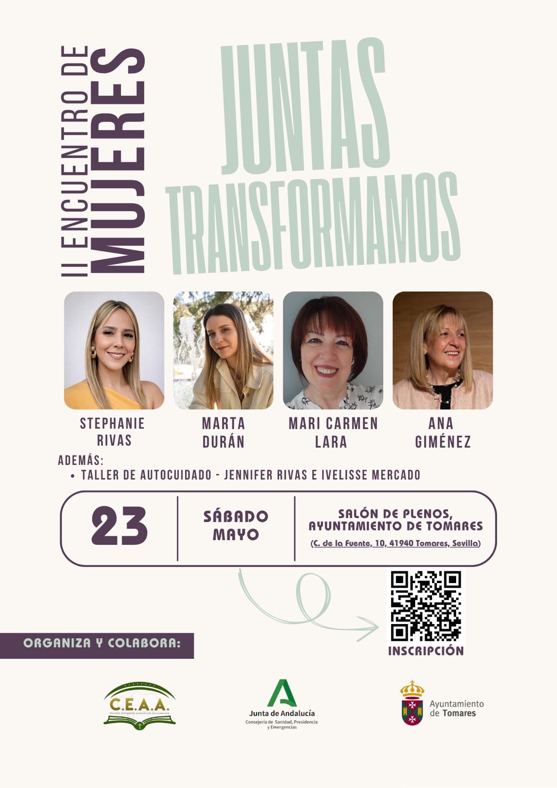 Cartel del II Encuentro de Mujeres del CEAA «Juntas Transformamos»