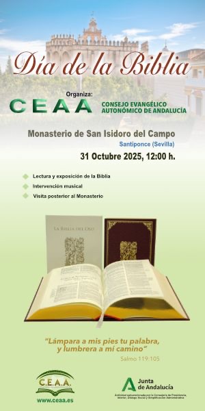 Cartel del Día de la Biblia: 31 de octubre de 2025, 12:00 h, Monasterio de San Isidoro del Campo (Santiponce)